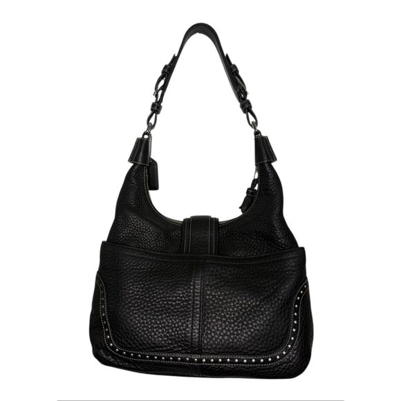 NEW Vintage Coach Hampton Soho 5054 Shoulder Bag Black Pebbled Leather - Picture 4 of 9